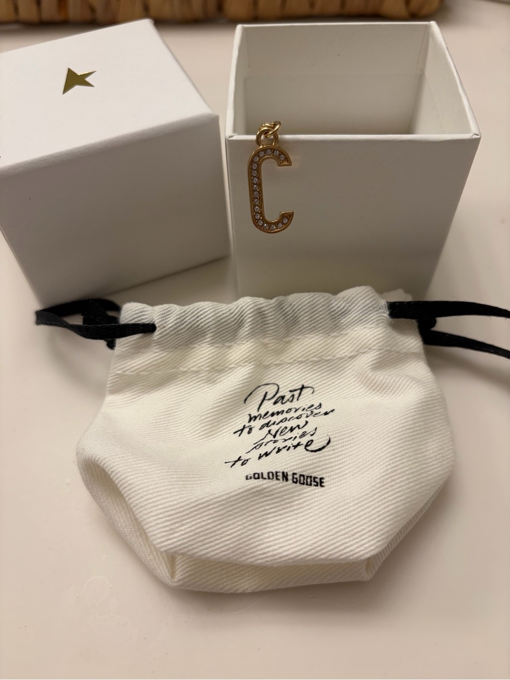 Golden Goose Gold C Letter Initial Charm with Crystals - Picture 2 of 7